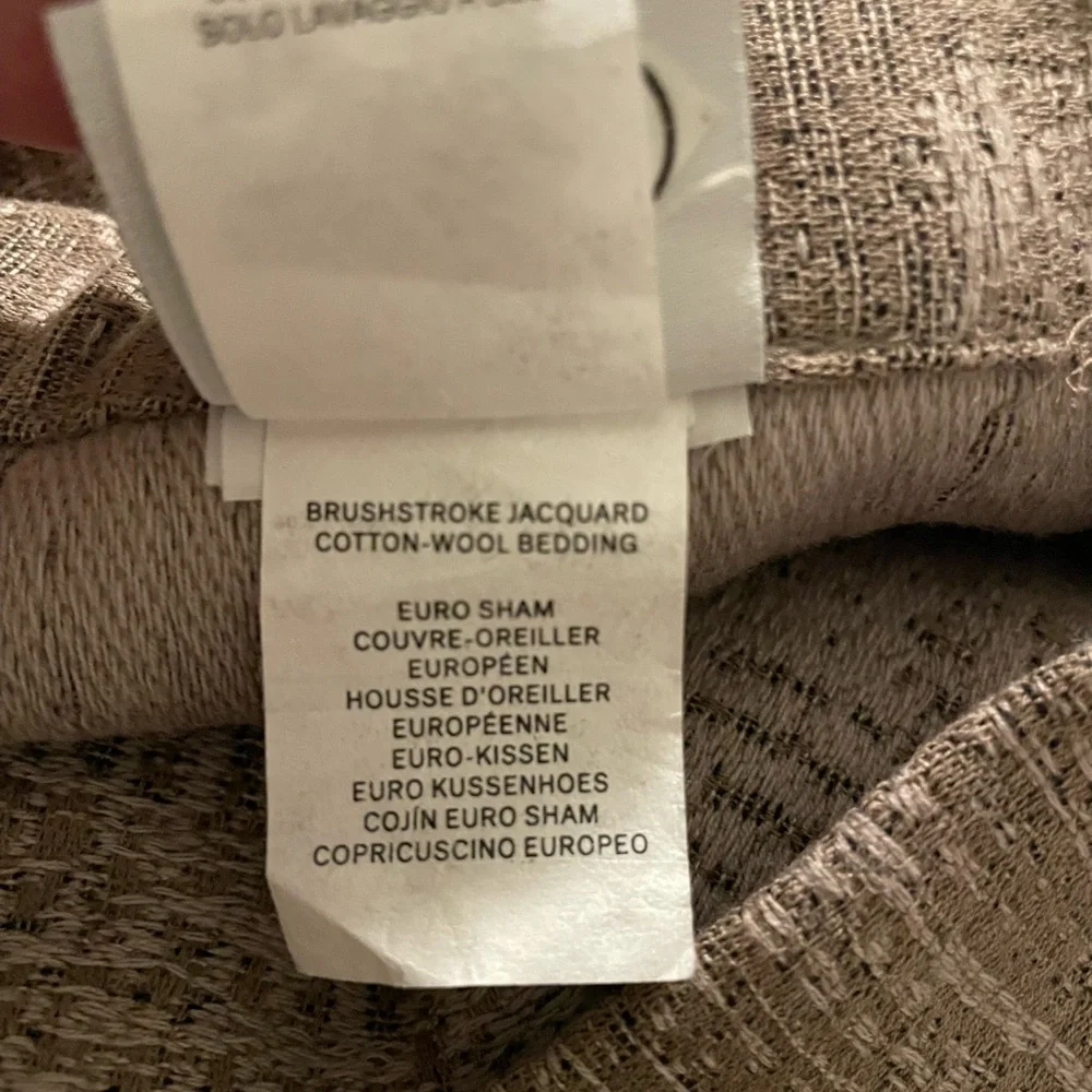 2 Restoration Hardware BRUSHSTROKE JACQUARD COTTON WOOL Euro Shams Mochaccino